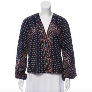 Authentic Jonathan Simkhai Scarf Print Crepe Wrap Womem Blouse tops Sz Small S